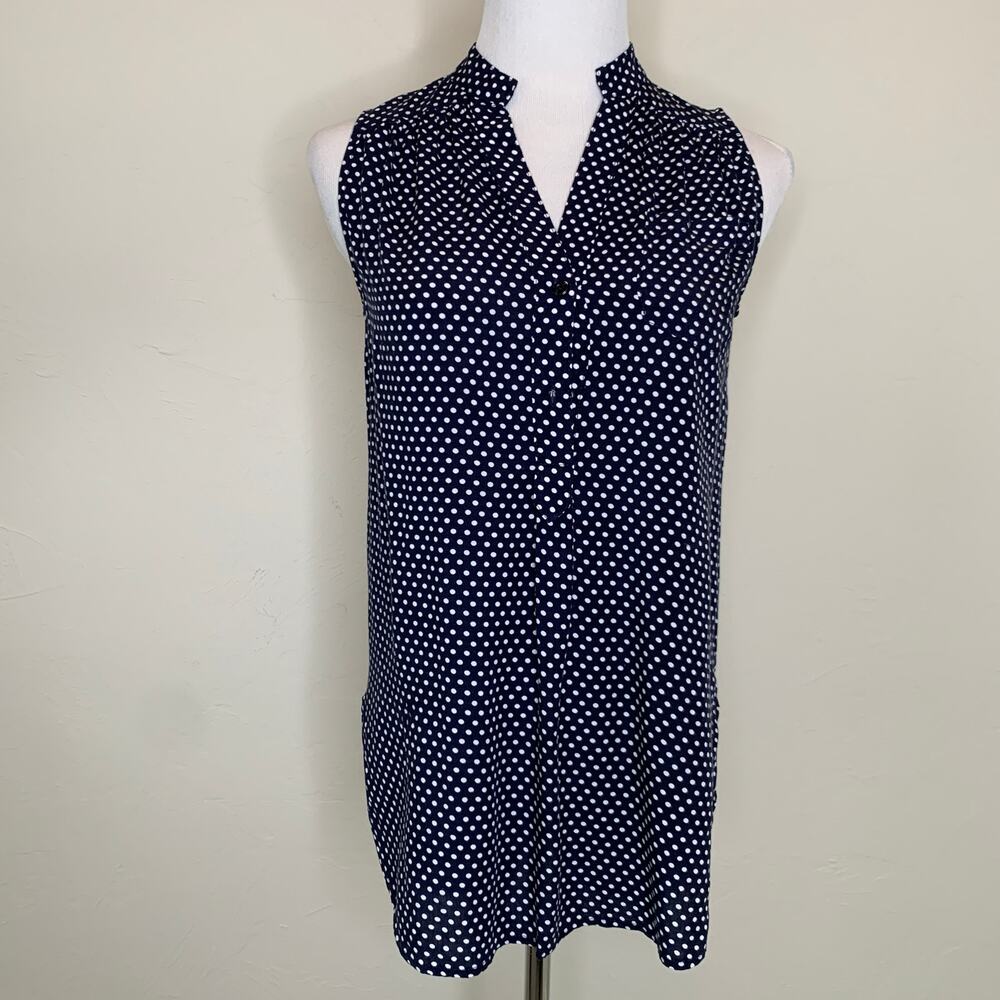 Market & Spruce Polka Dot Chiffon Shell Blouse XS Sleeveless
